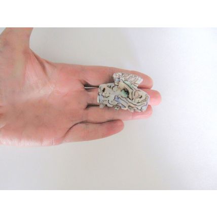 Small gray abalone sea shell effect hair claw clamp clip fine thin hair