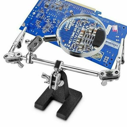 HELPING HAND MAGNIFYING GLASS & STAND Clip Grip Clamp Vice Solder Model Holder