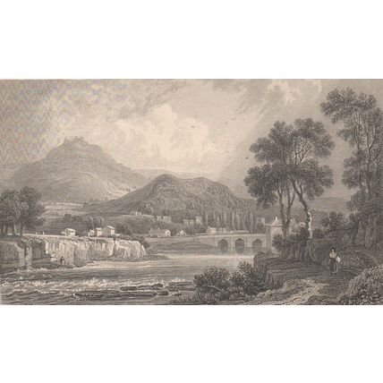LLANGOLLEN 1831 Henry Gastineau - John Charles Varrall ANTIQUE ENGRAVING