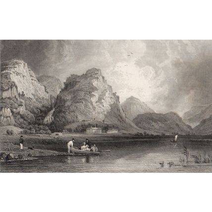 DERWENT WATER & LOWDORE 1839 William Le Petit - Henry Gastineau ENGRAVING