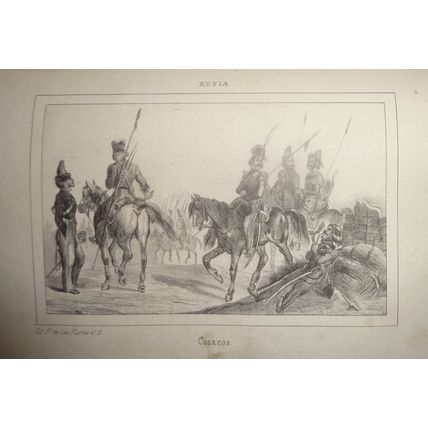 1840 Rusia - Cosacos - engraving. El universo pintoresco