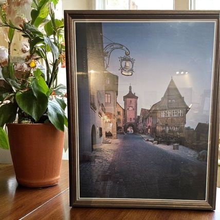 Vintage Germany Gasthof Village Scene - 1980- Framed Print - 27" x 21"