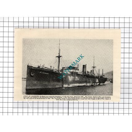 Bank Line Ship OLIVEBANK - c.1940's Cutting