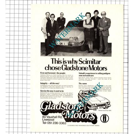 Gladstone Motors Liverpool / Suttons Helicopters Ltd St Helens - 1974 Clipping