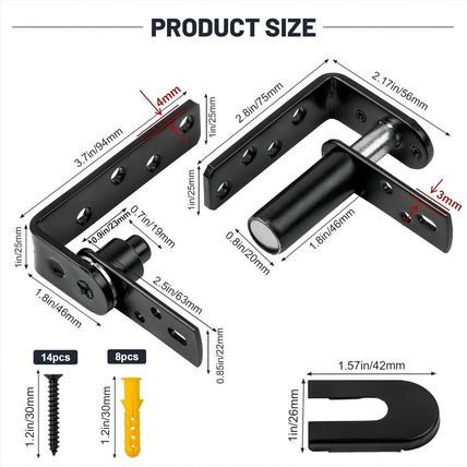 Saloon Door Hinges Kit, Double Swing Hinges, Self-Return Swinging Door Hinge, St