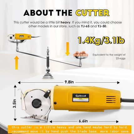 CGOLDENWALL Electric Rotary Fabric Cutter, Multi-Layer Electric Fabric Scissors,
