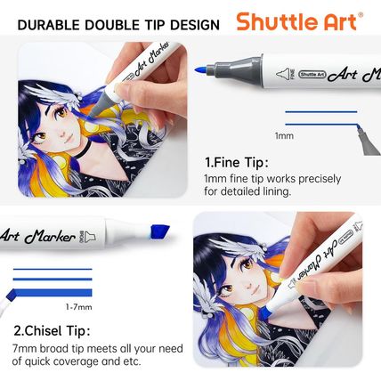 Shuttle Art 310 Colors Alcohol Markers, 309 Colors Dual Tip Art Marker Set plus