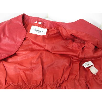 Wilson's Women's Red Leather Cropped Jacket - Sz Med - Button Closure Motorcycle