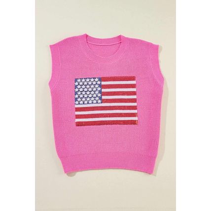 Bonbon Sparkling American Flag Knitted Vest