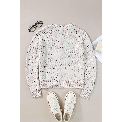 White Multicolor Confetti Sweater Cardigan