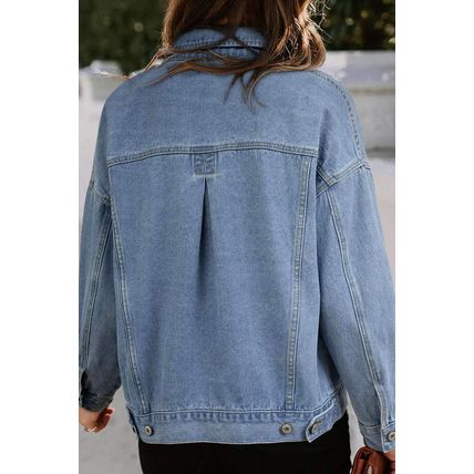 Wild Wind Washed Oversize Pocketed Denim Jacket