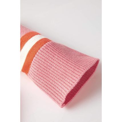 Pink Stripe Drop Shoulder Buttons Cardigan Sweater