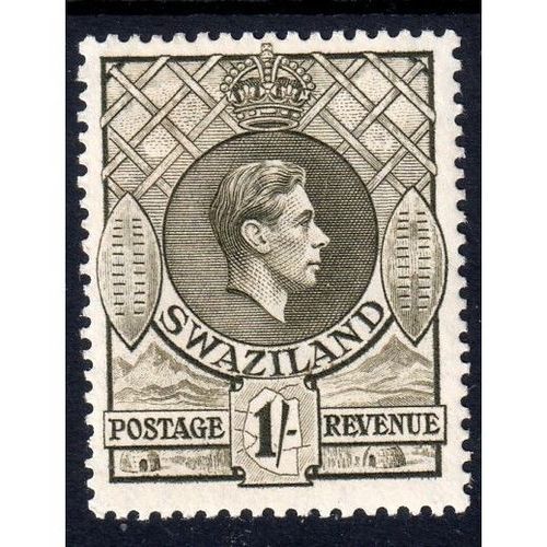 1938 Swaziland Sg35 1s Brown-Olive fine m/mint (G68)