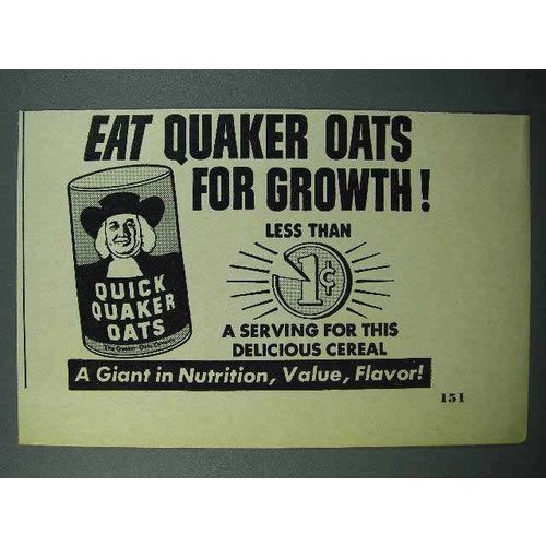 1950 Quaker Oats Ad - Eat For Growth