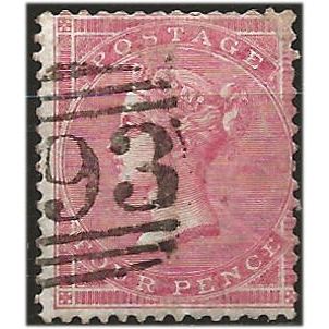 1855 SG66 4d Rose-Carmine Wmk Large Garter Fine Used DEEP Fresh Colour