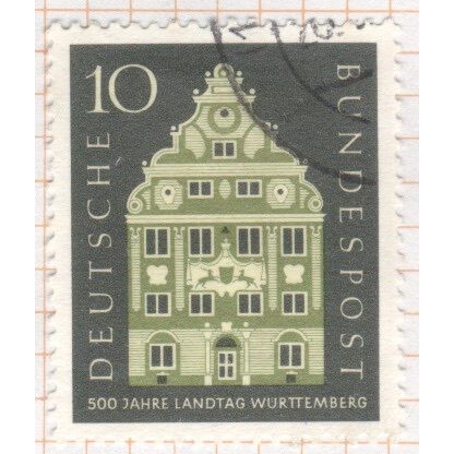 Germany 1957 - 10pfg dark green - 500th Anniversary of the Württemberg - used