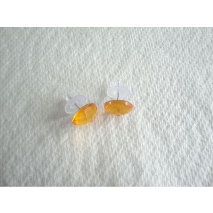 Handmade, 12mm Yellow/Gold Faceted Acrylic Cabochon, Stud Earrings