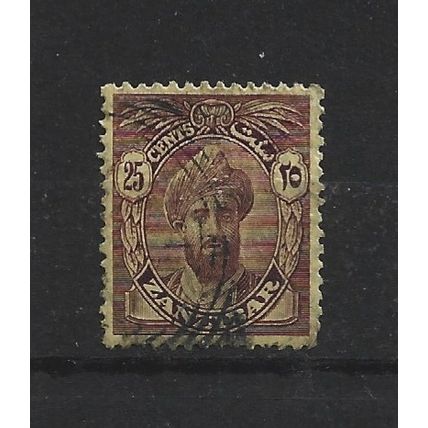 Zanzibar.SG307 25c Sultan Khalifa bin Harub (Purple/Yellow).Fine Used.Jul24a