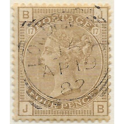 4d GREY BROWN PLATE 17 QV GB 1880 USED CLASSIC FINE DATED COPY SG160 160 SG