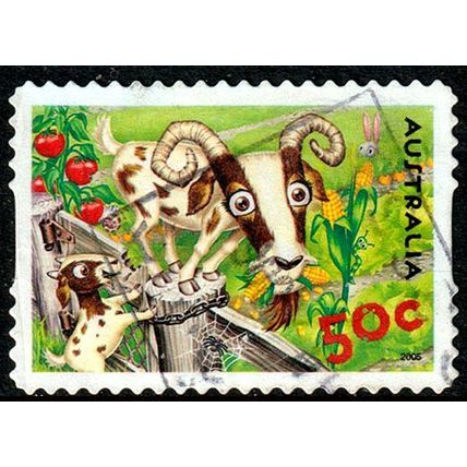 Australia 2005 Animals 50c Used P&S Stamp Down on the Farm Goat