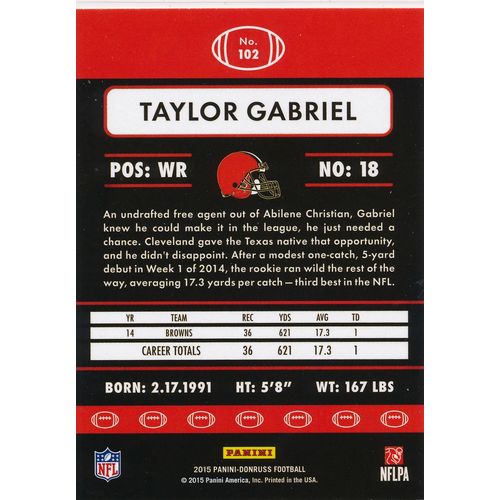 2015 Donruss Football 102 Taylor Gabriel Cleveland Browns