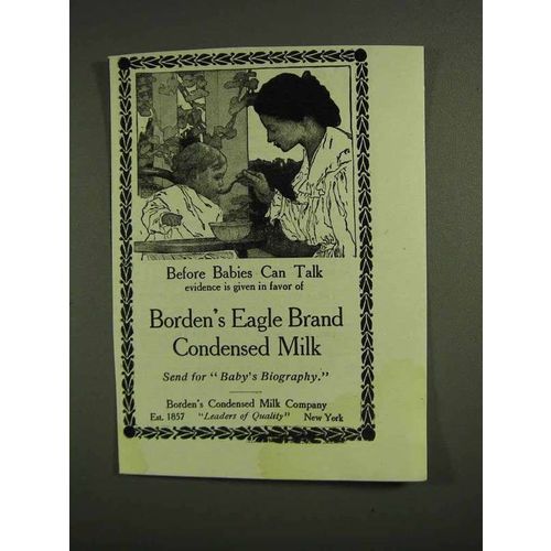 1907 Borden's Eagle Brand Condensed Milk Ad - Babies