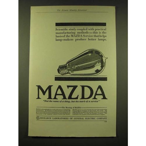 1918 General Electric Mazda light bulb Ad - Scientific study