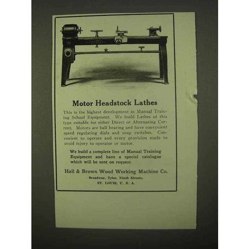 1922 Hall & Brown Motor Headstock Lathes Ad