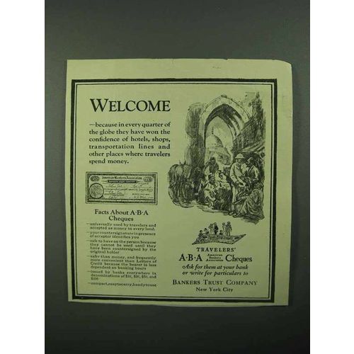 1922 Bankers Trust Company ABA Cheques Ad - Welcome