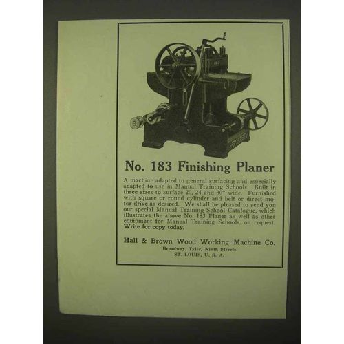 1922 Hall & Brown No. 183 Finishing Planer Ad