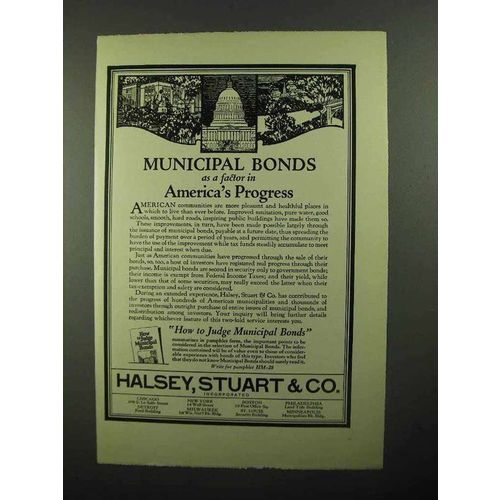 1922 Halsey, Stuart & Co. Ad - Municipal Bonds