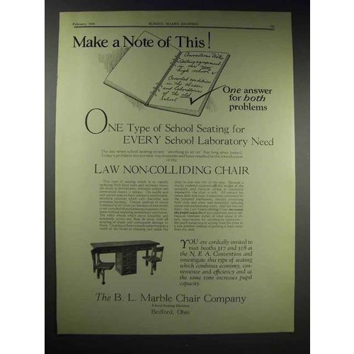 1929 B.L. Marble Law Non-Colliding Chair Ad