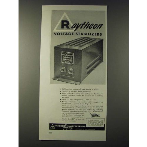 1943 Raytheon Voltage Stabilizers Ad