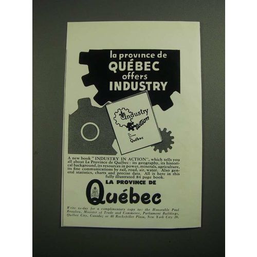 1950 Quebec Canada Ad - La Province de Quebec Offers Industry