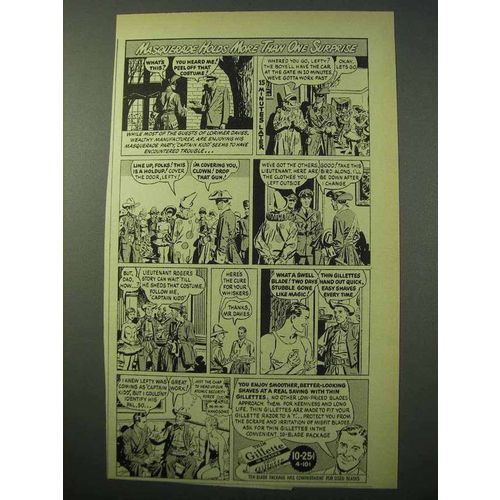 1951 Gillette Razor Blades Ad - Masquerade Surprise