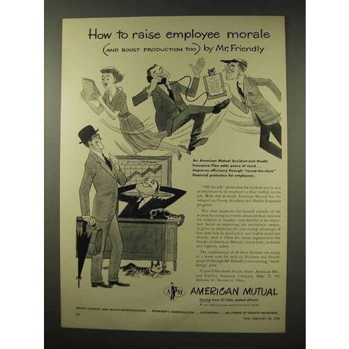 1956 American Mutual Ad - Raise Employee Morale