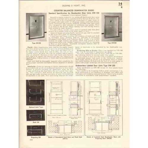 dusing hunt inc 1941 electro-weld kalmein steel doors vintage catalog