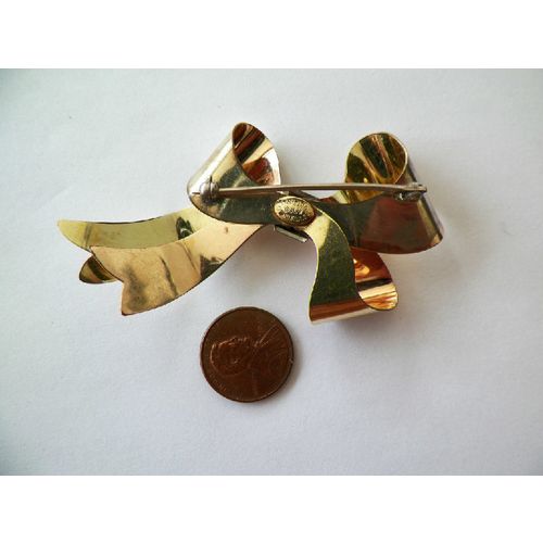 VNTG TAYLORD 1/20-12 K ROSE & YELLOW GOLD FILLED RHINESTONE BROOCH