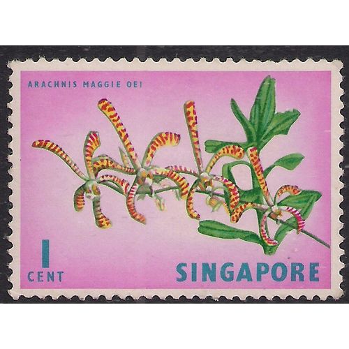 Singapore 1962 - 66 QE2 1ct Arachnis Maggie oei Orchid MM SG 63 ( K1335 )
