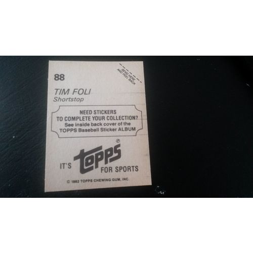 1982 Topps Stickers Card # 088 Tim Foli Excellent (5) Pittsburgh Pirates