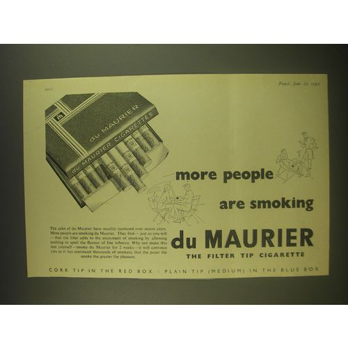 1955 Du Maurier Cigarettes Ad - More people are smoking du Maurier