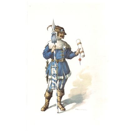 A LATE MIDDLE AGES Royal Messenger unused vintage postcard c.1500 to c.1700 (f)=