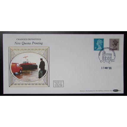 BENHAM-DEFINITIVE, 4p & 20p NEW QUESTA PRINTING LUXURY SILK COVER 1986