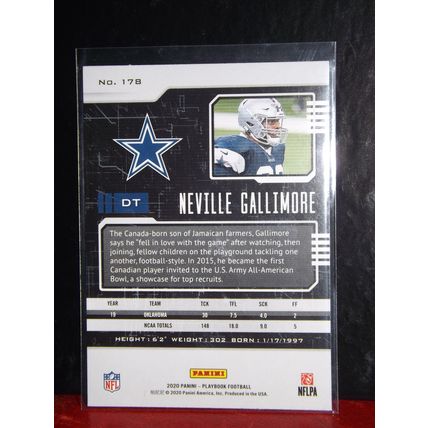 2020 Playbook NEVILLE GALLIMORE (Dallas Cowboys) purple parallel RC #178