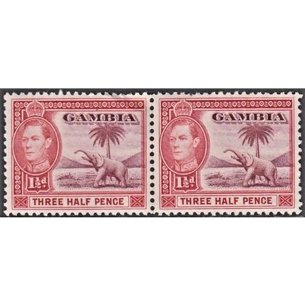 GAMBIA, 1938-46 1.5d George VI, SG152b (Scott #134), pair mint hinged