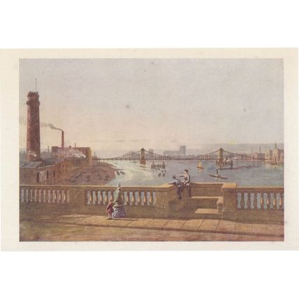 Hungerford Suspension Bridge Rare Painting London Postcard