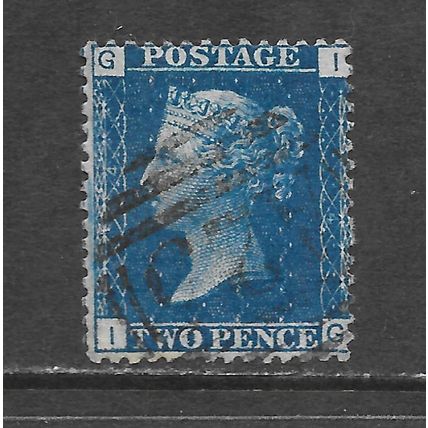 MALTA 1859 GB 2d blue PLATE 14 FINE PART DUPLEX PMK SGZ34 Z34 SG