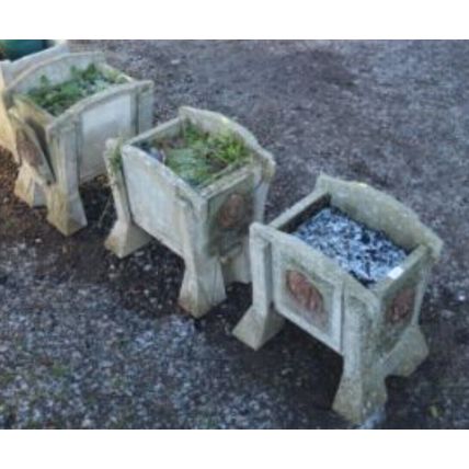 3 vintage sectional concrete composite garden urns cottage house square planter