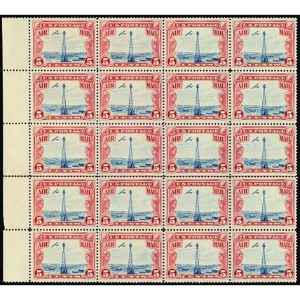 C11, Mint VF NH 5¢ Block of 20 Stamps Cat $200. ** Stuart Katz