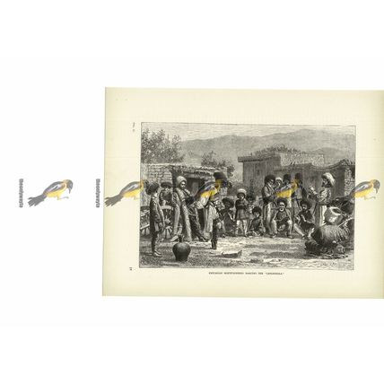 Caucasian Mountaineers Dancing The Lesghinska, Book Illustration (Print), c1880